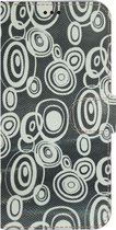 Made-NL Handmade Echt Leer Book Case Voor Samsung Galaxy Note 10 Plus Blauw met witte retroprint