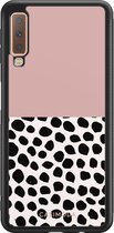 Samsung A7 2018 hoesje - Stippen roze | Samsung Galaxy A7 (2018) case | Hardcase backcover zwart