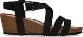 Manfield - Dames - Suède sandalen met sleehak - Maat 38