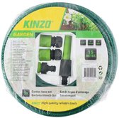Tuyau d'arrosage Kinzo Garden - 15 m - diamètre 1,4 cm - 3 couches - avec buse de pulvérisation et 3 raccords