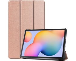 Hoes Geschikt voor Samsung Galaxy Tab S6 Lite Hoes Book Case Hoesje Trifold Cover - Hoesje Geschikt voor Samsung Tab S6 Lite Hoesje Bookcase - Rosé goud