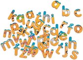 60x Magnetische houten letters safari thema- Koelkast speelgoed magneten alfabet - Leren spellen en schrijven
