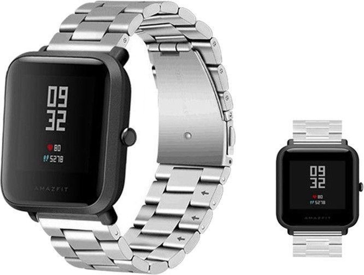 Geschikt voor Xiaomi Amazfit Bip stalen band - zilver - 42mm
