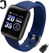 Belesy - Smartwatch - Blauw - Gratis extra zwarte polsband