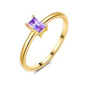 Twice As Nice Ring in 18kt verguld zilver, baguette zirkonia, amethyst kleur  58