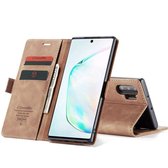 Caseme Retro Boekmodel Hoesje Samsung Galaxy Note 10 Plus - Bruin