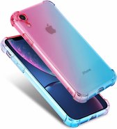 Roze-Blauwe Shock case geschikt voor Apple iPhone Xr met Privacy Glas