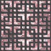 Horizons frame/bladeren zwart/roze (japans vliesbehang, multicolor)