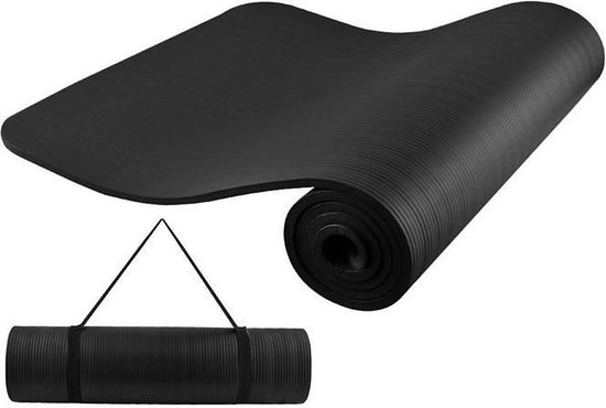Plons Rafflesia Arnoldi noedels Nicegoodz - Yogamat - Yoga mat - Fitnessmat - 1 cm dik - Met draagriemen -  Zwart | bol.com