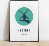 Heusden icoonposter Molen - A3 (30x40 cm) met lijst