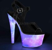 Pleaser Sandaal met enkelband, Paaldans schoenen -37 Shoes- ADORE-708REFL Paaldans schoenen Zwart/Paars