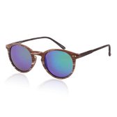 Roundabout hout look | trendy zonnebril en goedkope zonnebril (UV400 bescherming - hoge kwaliteit) | Unisex  | zonnebril dames  & zonnebril heren