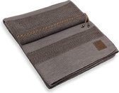 Knit Factory Roxx Gebreid Plaid - Woondeken - plaid - Wollen deken - Kleed - Bruin Taupe - 160x130 cm