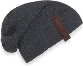 Knit Factory Coco Gebreide Muts Heren & Dames - Sloppy Beanie hat - Antraciet - Warme donkergrijze Wintermuts - Unisex - One Size