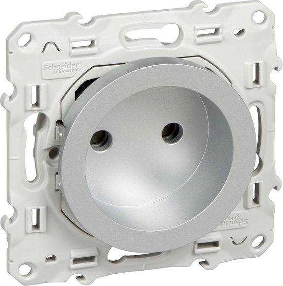 Prise De Courant Schneider ODACE 2P Sans Terre - Aluminium - Réf. S530033 - Vente à L'unité