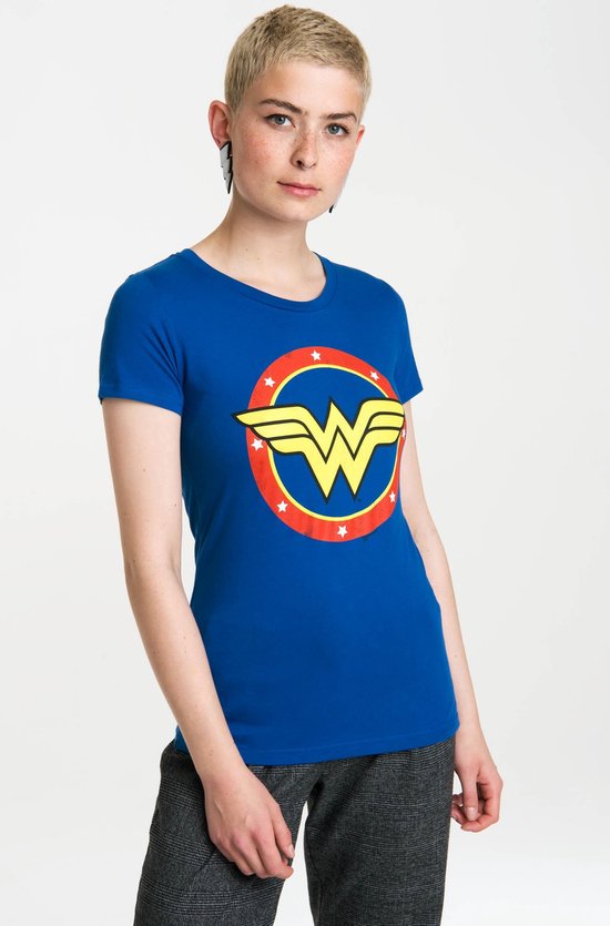 Logoshirt Vrouwen T-shirt Wonder Woman - Logo Circle - DC Comics - Shirt met ronde hals van Logoshirt - blauw