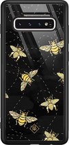 Samsung S10 hoesje glass - Bee yourself | Samsung Galaxy S10 case | Hardcase backcover zwart