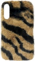 ADEL Siliconen Back Cover Softcase Hoesje Geschikt Voor Samsung Galaxy A70(s) - Luipaard Fluffy Zachte Stof Pluche