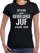 Geweldige juf cadeau t-shirt zwart voor dames 2XL