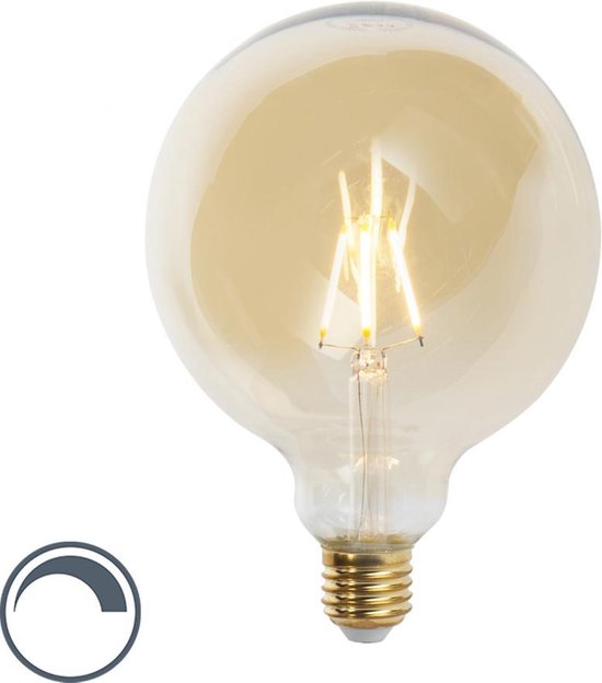 LUEDD E27 dimbare LED filament lamp G125 goldline 5W 450 lm 2200K | bol.com