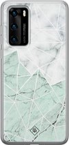 Huawei P40 hoesje siliconen - Marmer mint mix | Huawei P40 case | mint | TPU backcover transparant