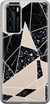 Huawei P40 hoesje siliconen - Abstract painted | Huawei P40 case | zwart | TPU backcover transparant