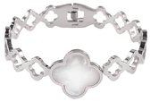 Parelmoeren armband White Shell Flowers - parelmoer - edelstaal - wit - zilver