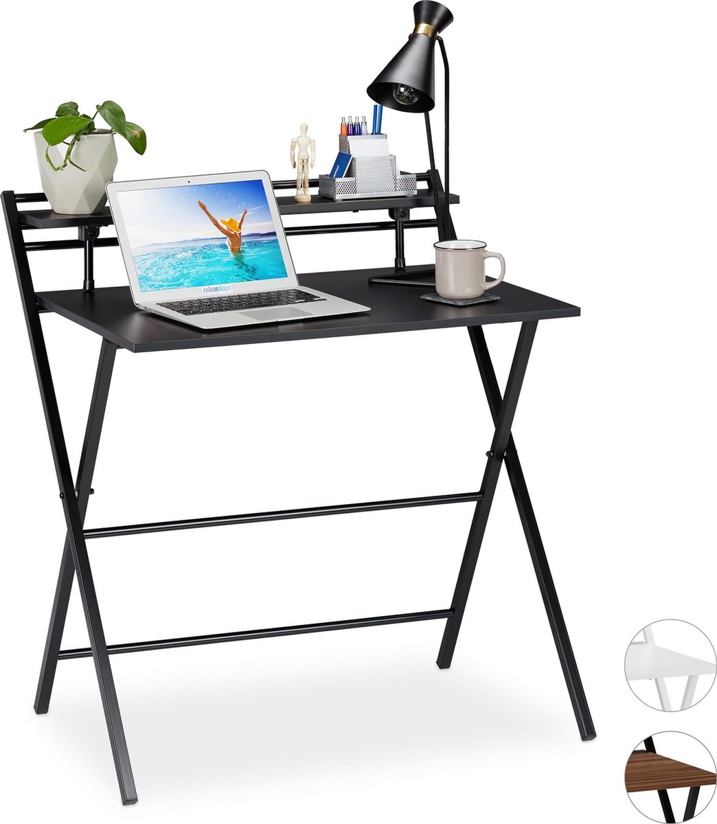 Relaxdays bureau klapbaar computertafel ruimtebesparend tafel laptoptafel Zwart zwart