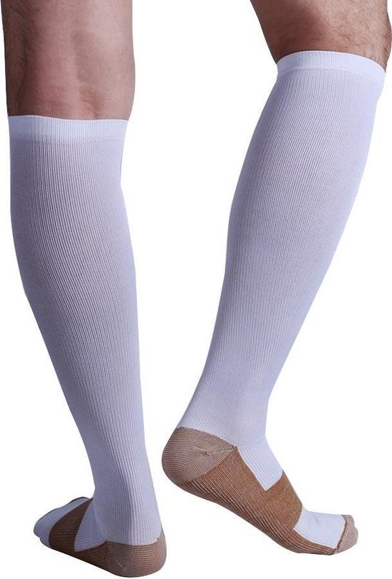Duopack (2x) compressie sokken wit koper - Compressie kousen - Vliegtuig  sokken -... | bol