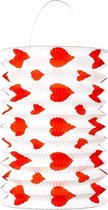 Lampion met rode hartjes 2 stuks - Valentijn / bruiloft lampionnnen