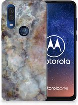 TPU Siliconen Hoesje Motorola One Vision Marmer Grijs