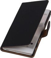 Sony Xperia C5 Ultra - Effen Zwart Booktype Wallet Hoesje