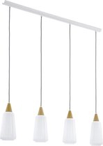 EGLO Pentone - Hanglamp - 4 Lichts - Wit, Eik - Glanzend Wit