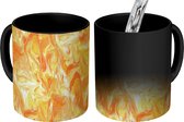 Magische Mok - Foto op Warmte Mokken - Marmer print - Oranje - Geel - Design - Magic Mok - Beker - 350 ML - Uitdeelcadeautjes