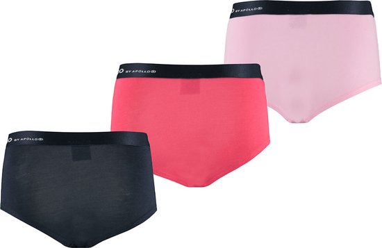 Apollo Filles Bamboe Hipster 3-Pack Zwart Rouge Rose - Taille 146/152