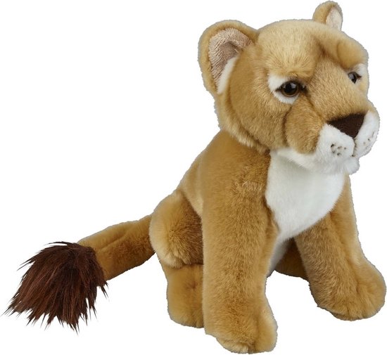 Pluche bruine leeuwin knuffel 28 cm - Leeuwinnen wilde dieren knuffels - Speelgoed voor kinderen