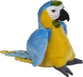 Pluche knuffel dieren blauwe Macaw papegaai vogel van 28 cm - Speelgoed knuffels vogels - Leuk als cadeau voor kinderen