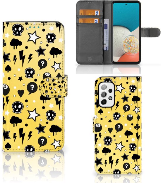 Étui portefeuille avec porte-cartes Samsung Galaxy A73 5G, Punk Yellow