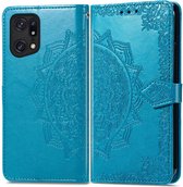 iMoshion Hoesje Geschikt voor Oppo Find X5 Pro 5G Hoesje Met Pasjeshouder - iMoshion Mandala Bookcase - Turquoise