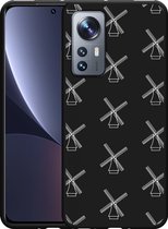 Xiaomi 12 Pro Hoesje Zwart Molens - Designed by Cazy