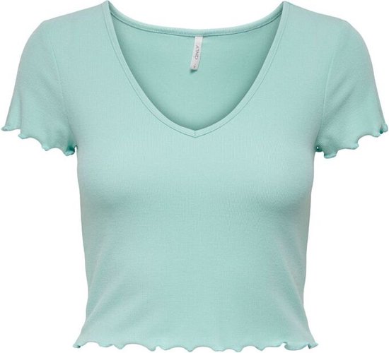 Only Kika S/S V-Neck Top Pastel Turquoise GROEN S