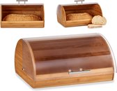 Bamboe houten broodtrommel met klep/deksel 38 x 24 x 19 cm - Brooddozen/vershoudtrommels