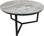 Marble - Salontafel - rond 60cm - marmer - paradiso bruin - uniek - ster frame - staal - zwart gepoedercoat