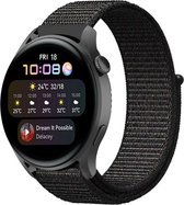 Nylon Smartwatch bandje - Geschikt voor  Huawei Watch 3 - Pro nylon band - zwart - Strap-it Horlogeband / Polsband / Armband