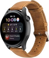 Leer Smartwatch bandje - Geschikt voor  Huawei Watch 3 - Pro leren band - bruin - Strap-it Horlogeband / Polsband / Armband