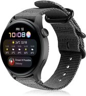 Nylon Smartwatch bandje - Geschikt voor  Huawei Watch 3 - Pro nylon gesp band - zwart - Strap-it Horlogeband / Polsband / Armband