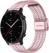 Stalen Smartwatch bandje - Geschikt voor Strap-it Amazfit GTR 2 roestvrij stalen band - rosé pink - GTR 2 - 22mm - Strap-it Horlogeband / Polsband / Armband