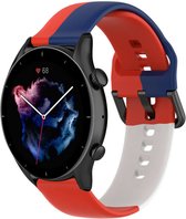 Siliconen Smartwatch bandje - Geschikt voor  Amazfit GTR 3 - Pro triple sport band - rood-wit-blauw - GTR 3 & GTR 3 Pro - Strap-it Horlogeband / Polsband / Armband