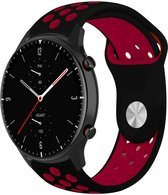 Siliconen Smartwatch bandje - Geschikt voor Strap-it Amazfit GTR 2 sport band - zwart/rood - GTR 2 - 22mm - Strap-it Horlogeband / Polsband / Armband