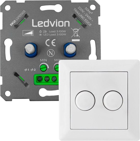 spoor Moeras Thespian Ledvion LED Duo Dimmer 2x 3-100 Watt - 220-240V - Fase Afsnijding -  Universeel - Compleet | bol.com